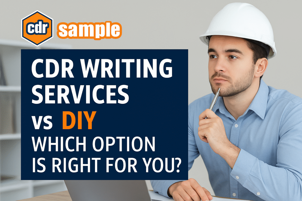 Engineer comparing professional CDR writing services vs. DIY approach