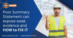 Engineers reviewing a summary statement document with highlighted competency elements and career episode cross-references