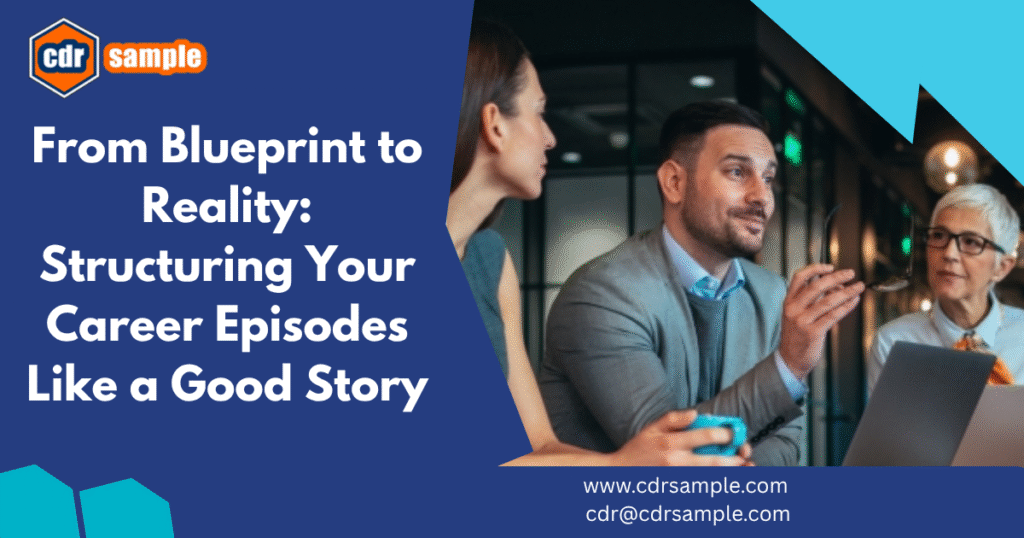 An engineering professional mapping out a logical Career Episode structure on a whiteboard.