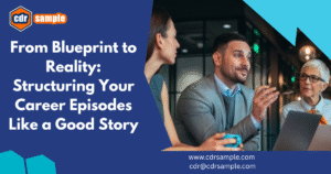 An engineering professional mapping out a logical Career Episode structure on a whiteboard.