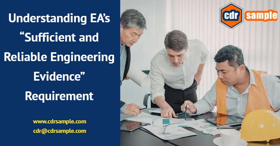 Engineer reviewing diagrams, calculations, and design drawings as engineering evidence for an EA career episode